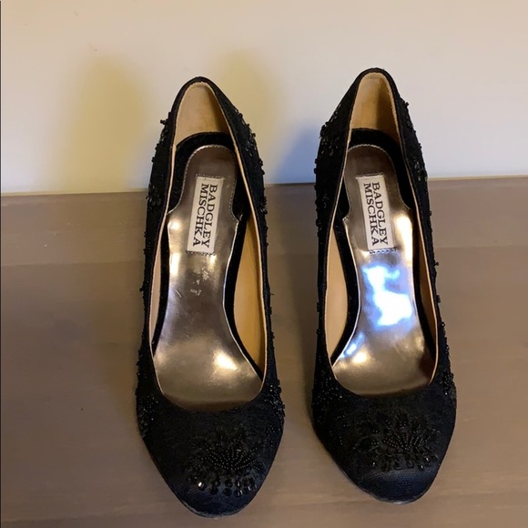 Badgley Mischka “Sanoma” Black Beaded Stiletto Pumps - Women’s Size 7.5 - Picture 3 of 4